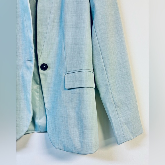 Zara Light Green Mint Basic Blazer Collarless Size 4 - Picture 4 of 7